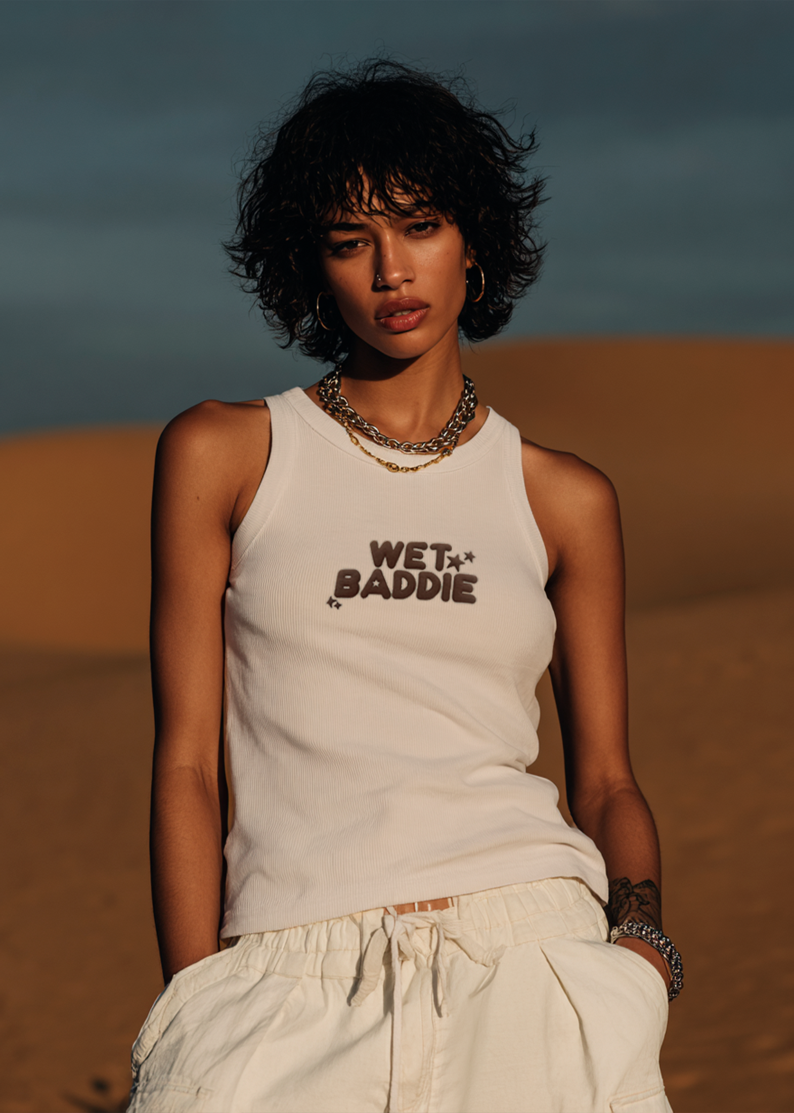 WBG X MADE® WET BADDIE BEIGE BABY TEE