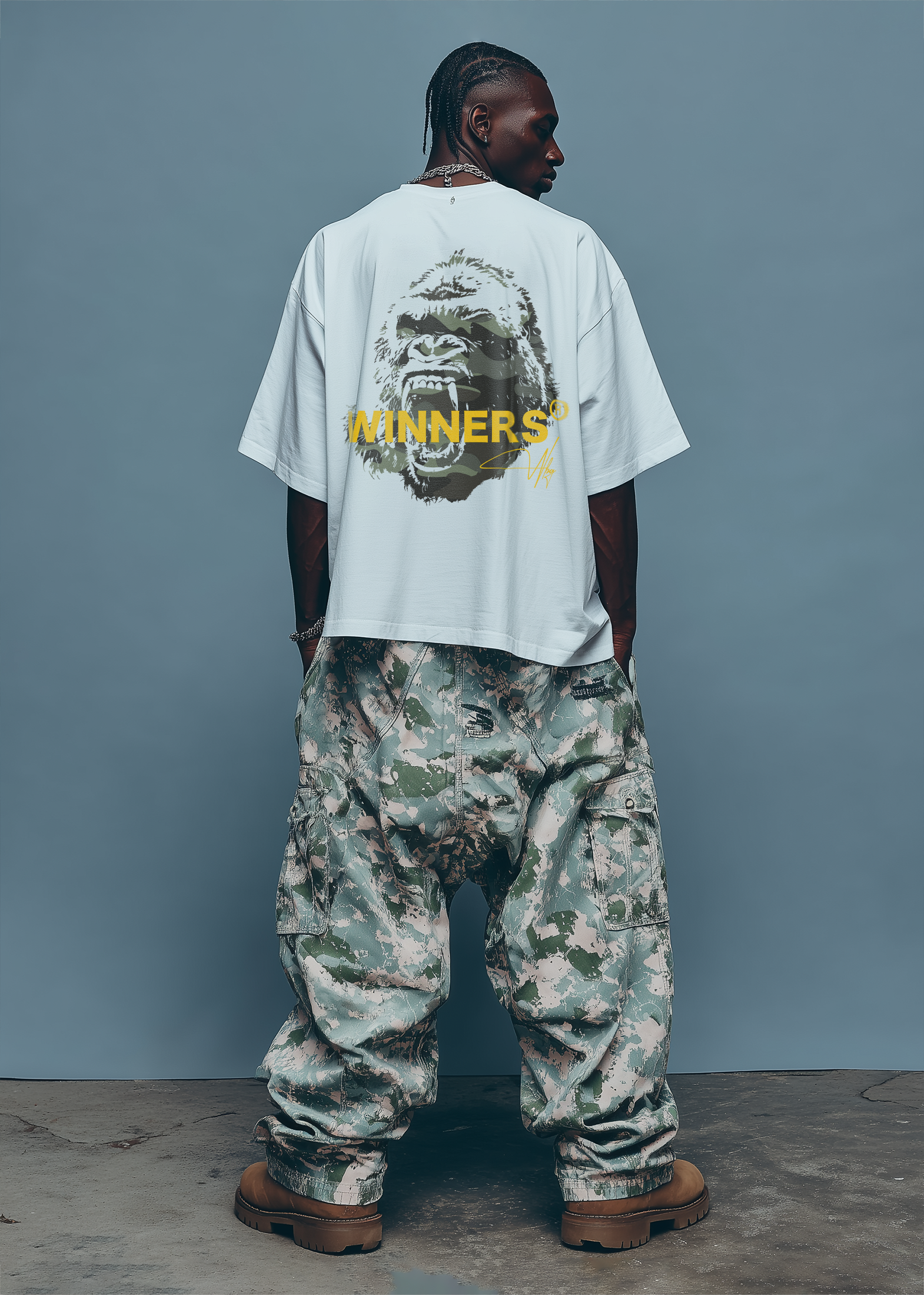 WBG X MADE // GREEN CAMOUFLAGE APE WHITE TEE