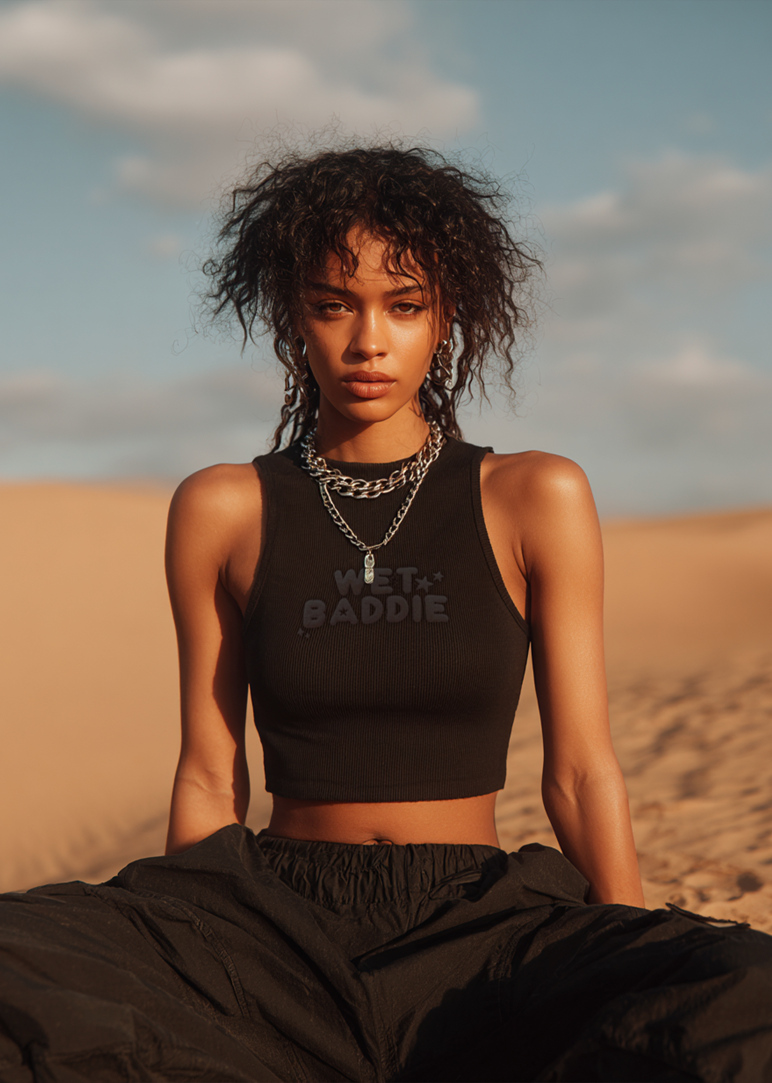 WBG X MADE® WET BADDIE BLACK BABY TEE