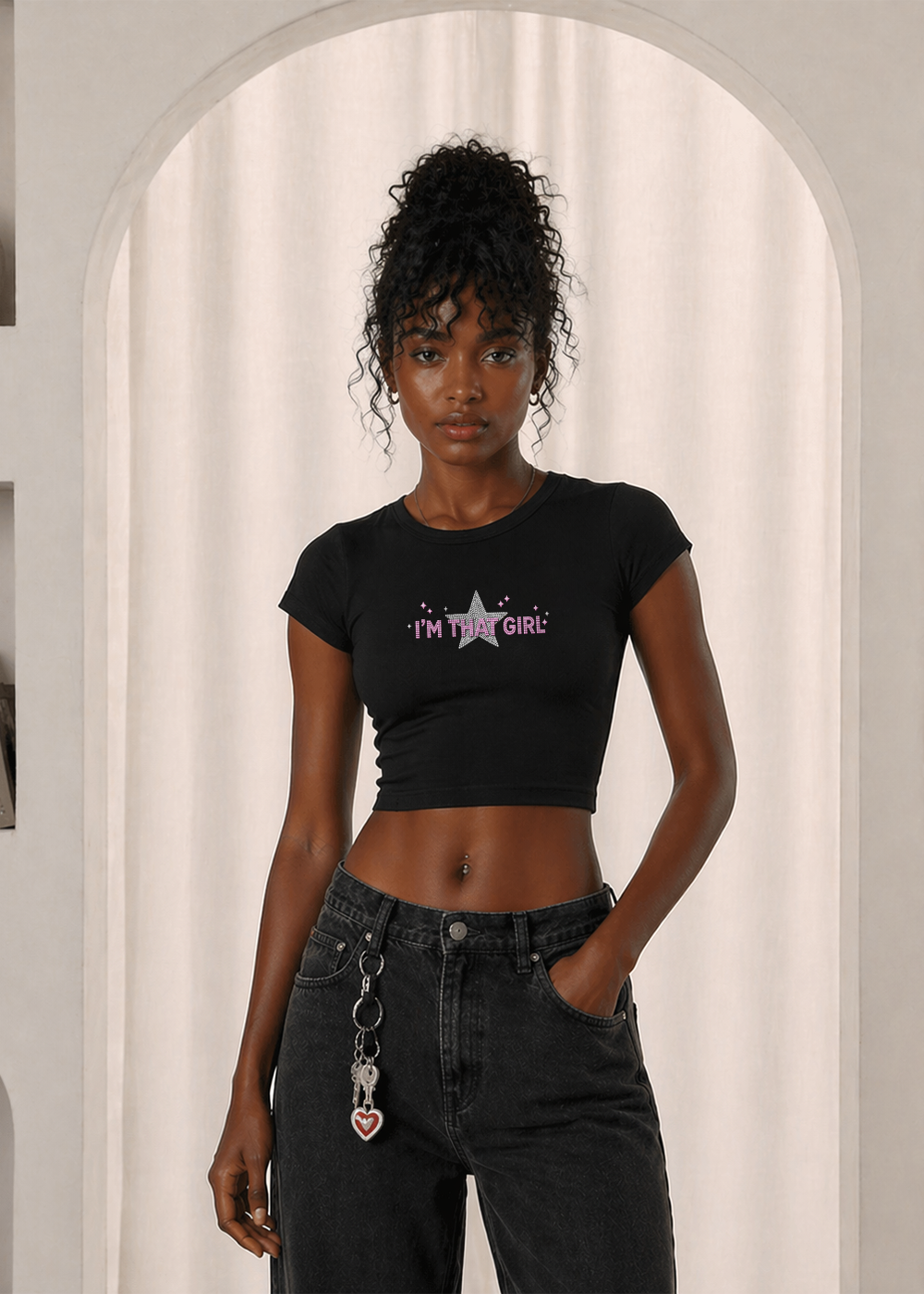 NENNY x MADE | I'M THAT GIRL TOP PRETO